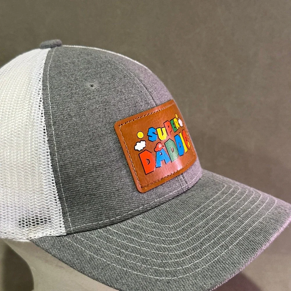 Super Daddio Trucker Hat Gray White Mesh Snapback Retro Video Game‎ Style Cap